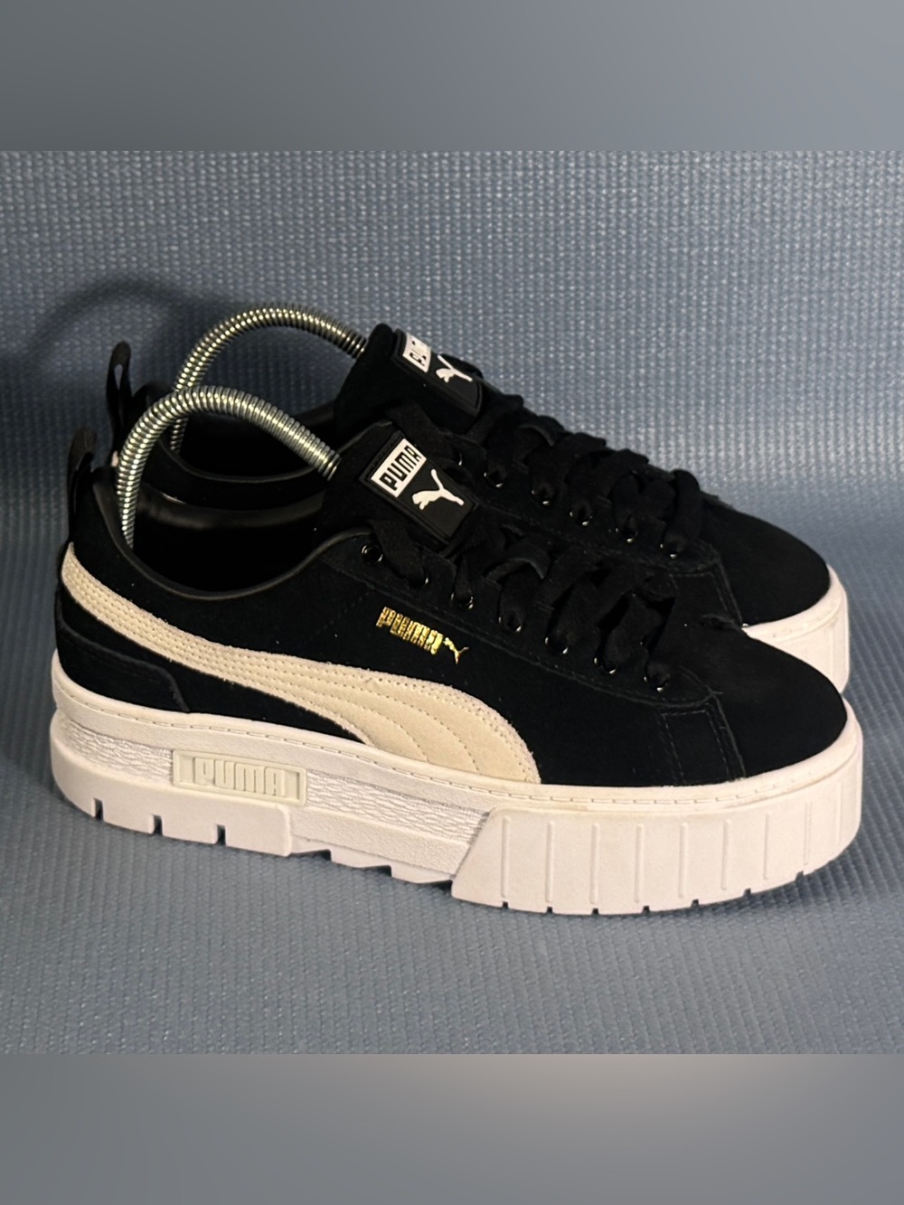 Puma Women's Mayze Platform Black Suede Fashion Sneakers Size 9